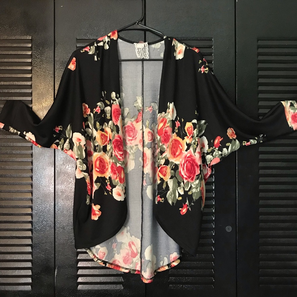 Floral Black Cardigan